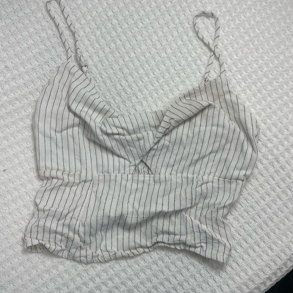 Striped White and Gray Women's Top